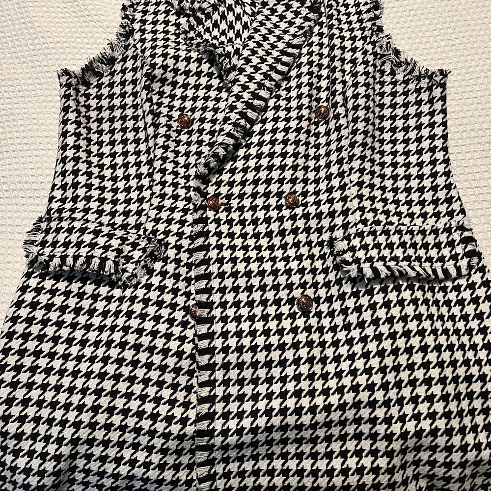 Houndstooth Double Breasted Vest Overcoat